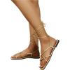 image:imageGORGLITTER Womens Summer Strappy Beach Sandals Dressy Leather Lace Up Thong Gladiator Cute Vacation Sandals Shoes 2026Gold