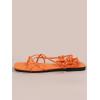 image:imageGORGLITTER Womens Summer Strappy Beach Sandals Dressy Leather Lace Up Thong Gladiator Cute Vacation Sandals Shoes 2026Orange