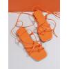 image:imageGORGLITTER Womens Summer Strappy Beach Sandals Dressy Leather Lace Up Thong Gladiator Cute Vacation Sandals Shoes 2026Orange