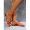 image:imageGORGLITTER Womens Summer Strappy Beach Sandals Dressy Leather Lace Up Thong Gladiator Cute Vacation Sandals Shoes 2026Orange