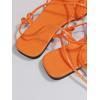 image:imageGORGLITTER Womens Summer Strappy Beach Sandals Dressy Leather Lace Up Thong Gladiator Cute Vacation Sandals Shoes 2026Orange