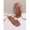 image:imageGORGLITTER Womens Summer Strappy Beach Sandals Dressy Leather Lace Up Thong Gladiator Cute Vacation Sandals Shoes 2026Rust Brown