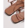 image:imageGORGLITTER Womens Summer Strappy Beach Sandals Dressy Leather Lace Up Thong Gladiator Cute Vacation Sandals Shoes 2026Rust Brown