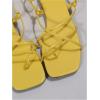 image:imageGORGLITTER Womens Summer Strappy Beach Sandals Dressy Leather Lace Up Thong Gladiator Cute Vacation Sandals Shoes 2026Yellow