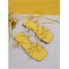 image:imageGORGLITTER Womens Summer Strappy Beach Sandals Dressy Leather Lace Up Thong Gladiator Cute Vacation Sandals Shoes 2026Yellow