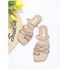 image:imageGORGLITTER Womens Summer Vacation Beach Cute Square Toe Flat Sandals Strappy Toe Ring Thong Slide Sandal Slip on Flip Flops 2026Apricot