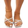 image:imageGORGLITTER Womens Summer Vacation Beach Cute Square Toe Flat Sandals Strappy Toe Ring Thong Slide Sandal Slip on Flip Flops 2026White