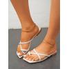 image:imageGORGLITTER Womens Summer Vacation Beach Cute Square Toe Flat Sandals Strappy Toe Ring Thong Slide Sandal Slip on Flip Flops 2026White