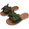 image:imageGORGLITTER Womens Bow Knot Flat Sandals Open Toe Slip On Slide Slipper Single Band FlatsArmy Green