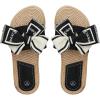 image:imageGORGLITTER Womens Bow Knot Flat Sandals Open Toe Slip On Slide Slipper Single Band FlatsBlack and White