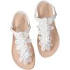 image:imageGORGLITTER Womens Flower Flat Sandals Wedding Sandals for Bride TStrap Thongs Open Toe Summer Beach ShoesWhite