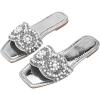 image:imageGORGLITTER Womens Gold Sparkly Flat Sandals Dressy Summer Rhinestone Boho Cute Wedding Square Open Toe Slides Shoes 2026Silver