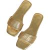 image:imageGORGLITTER Womens Gold Square Open Toe Flat Sandals Dressy 2026 Trendy Metallic Strapy Slide on ShoesGold