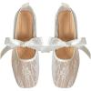 image:imageGORGLITTER Womens Lace Embroidery Ballet Flats Elegant Square Toe Flat ShoesWhite Bow