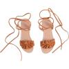 image:imageGORGLITTER Womens Lace Up Gladiator Sandals Ruffle Trim Strappy Flat Sandals Casual Tie Up Ankle Strap SandalsBrown