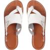 image:imageGORGLITTER Womens Leather Wide Width Sandals Dressy Cute Summer Toe Ring Slip on Slides Beach Flats Slippers ShoesWhite