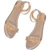 image:imageGORGLITTER Womens Metallic Sparkly Flat Sandals Dressy Summer Ankle Strap Open Toe Bridal Wedding Dress ShoesChampagne