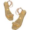 image:imageGORGLITTER Womens Metallic Sparkly Flat Sandals Dressy Summer Ankle Strap Open Toe Bridal Wedding Dress ShoesGold