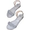 image:imageGORGLITTER Womens Metallic Sparkly Flat Sandals Dressy Summer Ankle Strap Open Toe Bridal Wedding Dress ShoesSilver