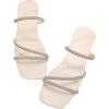 image:imageGORGLITTER Womens Rhinestone Wedding Flat Sandals Sparkly Prom Strappy Glitter Slip on Open Toe Bridal Slide SandalsBeige