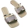 image:imageGORGLITTER Womens Sparkly Flat Sandals Square Open Toe Metallic Slip On Sandals Dressy 2026 TrendyGold Glitter