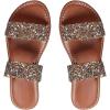 image:imageGORGLITTER Womens Sparkly Glitter Strappy Sandals Dressy Double Strap Pearl Slip on Vacation Wedding Flat SandalsGold Brown