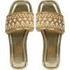 image:imageGORGLITTER Womens Sparkly Jeweled Flat Sandals Dressy Open Toe Glitter Shiny Slippers Slipon ShoesGold Pearls