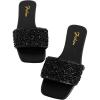image:imageGORGLITTER Womens Sparkly Sequin Sandals Flat Slides Dressy Sparkle Glitter Rhinestone Open Toe Slip On Slippers ShoesBlack Sequin