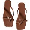 image:imageGORGLITTER Womens Strappy Square Toe Thong Sandals Dressy Summer Cute Vacation Beach Comfortable Flip Flops Slide Shoes 2026Brown