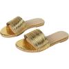 image:imageGORGLITTER Womens Summer Metallic Flats Sandal Dressy Cute Open Toe Slipper Slip on Slide Beach Sandals 2025Gold