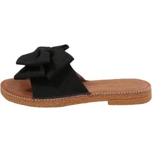 image:imageGORGLITTER Womens Bow Knot Flat Sandals Open Toe Slip On Slide Slipper Single Band FlatsBlack