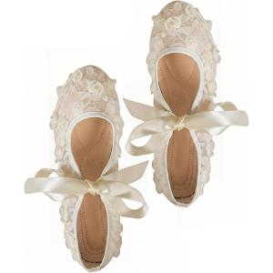 image:imageGORGLITTER Womens Lace Embroidery Ballet Flats Elegant Square Toe Flat ShoesBeige