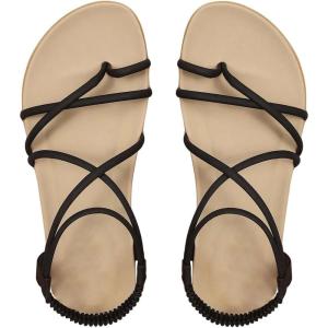 image:imageGORGLITTER Womens Strappy Flat Sandals Dressy Open Toe Ankle Strap Summer Beach Thong Slides Vacation ShoesBlack