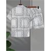 image:imageGORGLITTER Mens 2 Piece Boho Tracksuit Paisley Print Button Down Shirt and Shorts Vacation SetsWhite
