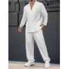 image:imageGORGLITTER Mens 2 Piece Linen Suit Long Sleeve Button Down Shirt and Pants Sets Walking SuitsWhite