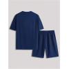 image:imageGORGLITTER Mens 2 Piece Outfits Summer Vacation Beach Color Block Short Sleeve T Shirt and Short Sets TracksuitDark Blue a