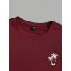 image:imageGORGLITTER Mens 2 Piece Short Sleeve Graphic Tee Hawaiian Printed Drawstring Shorts SetBurgundy and White