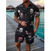 image:imageGORGLITTER Mens 2 Piece Vacation Beach Outfits Floral Button Down Shirt and Shorts Cruise Attire SetsBlack