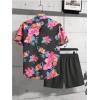 image:imageGORGLITTER Mens 2 Piece Vacation Beach Outfits Floral Button Down Shirt and Shorts Cruise Attire SetsBlack Vacation