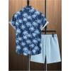 image:imageGORGLITTER Mens 2 Piece Vacation Beach Outfits Floral Button Down Shirt and Shorts Cruise Attire SetsBlue