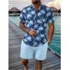 image:imageGORGLITTER Mens 2 Piece Vacation Beach Outfits Floral Button Down Shirt and Shorts Cruise Attire SetsBlue