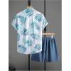 image:imageGORGLITTER Mens 2 Piece Vacation Beach Outfits Floral Button Down Shirt and Shorts Cruise Attire SetsDusty Blue