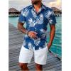 image:imageGORGLITTER Mens 2 Piece Vacation Beach Outfits Floral Button Down Shirt and Shorts Cruise Attire SetsFloral Black and White Summer