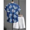 image:imageGORGLITTER Mens 2 Piece Vacation Beach Outfits Floral Button Down Shirt and Shorts Cruise Attire SetsFloral Black and White Summer