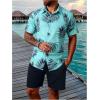 image:imageGORGLITTER Mens 2 Piece Vacation Beach Outfits Floral Button Down Shirt and Shorts Cruise Attire SetsGreen and Black Vacation