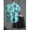 image:imageGORGLITTER Mens 2 Piece Vacation Beach Outfits Floral Button Down Shirt and Shorts Cruise Attire SetsGreen and Black Vacation