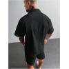 image:imageGORGLITTER Mens Beach Linen Outfits 2 Piece Sets Summer Cruise Vacation Short Sleeve Button Down Shirt and Shorts SetBlack