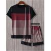 image:imageGORGLITTER Mens Beach Vacation 2 Piece Summer Outfits Short Sets Casual Short Sleeve T Shirt Track Shorts Matching SetMulticolor Red
