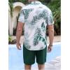 image:imageGORGLITTER Mens Beach Vacation Outfits 2 Piece Short Sleeve Button Down Tropical Shirts and Hawaiian Shorts SetsGreen