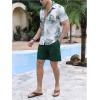 image:imageGORGLITTER Mens Beach Vacation Outfits 2 Piece Short Sleeve Button Down Tropical Shirts and Hawaiian Shorts SetsGreen